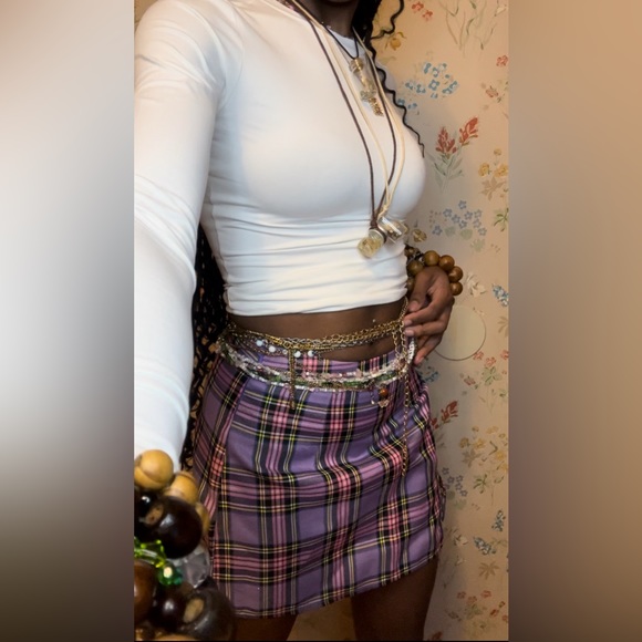SHEIN Purple Plaid Pencil Skirt with Slit - Picture 3 of 5
